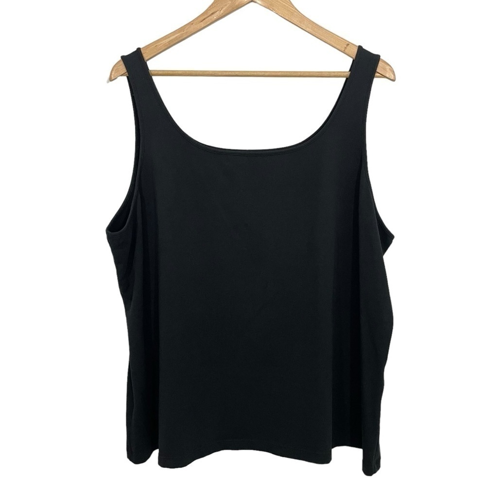 Talbots Basic Tank Top Womens 3X Black Sleeveless Wide Strap Cami Stretch EUC